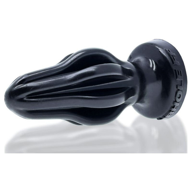 Airhole Finned Butt Plug Platinum Silicone Small Black