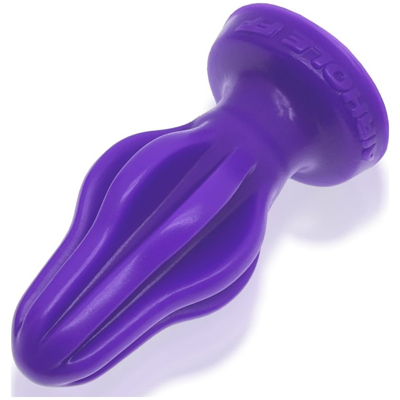 Airhole Finned Butt Plug Platinum Silicone Small Purple