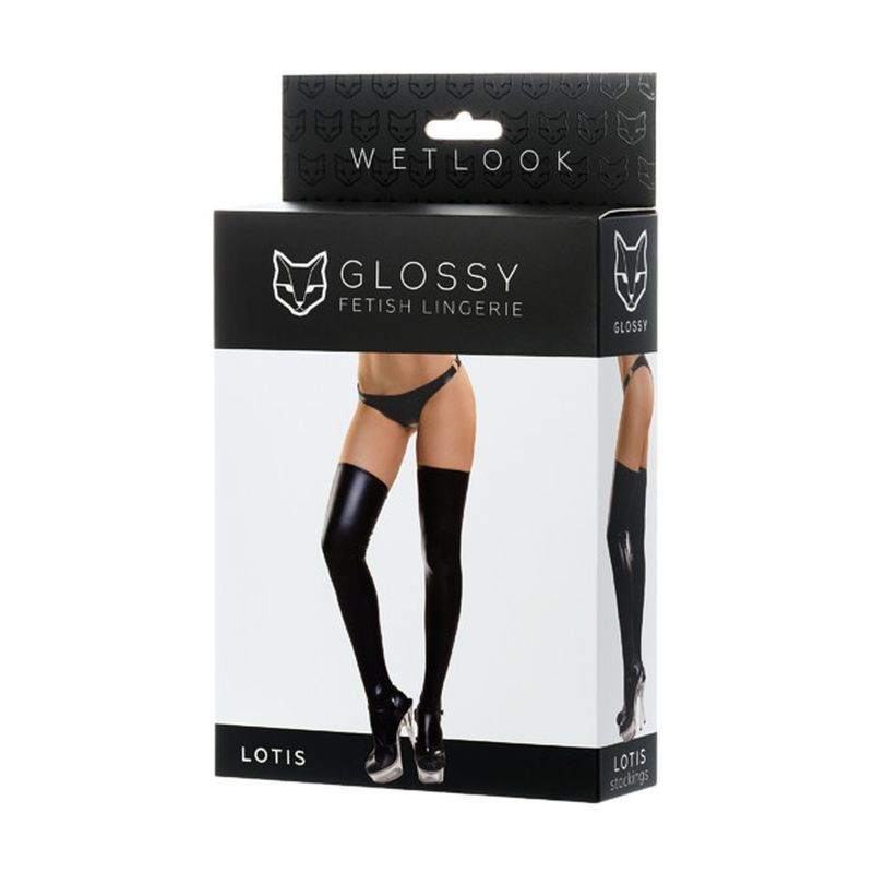 Glossy Lotis Wetlook Stockings – Stretch Shine, Snatched Legs