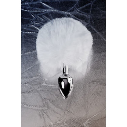 Silver Metal Butt Plug Small with Faux Fur White Tail