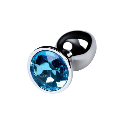 Silver Metal Anal Plug w Topaz Crystal Small Silver