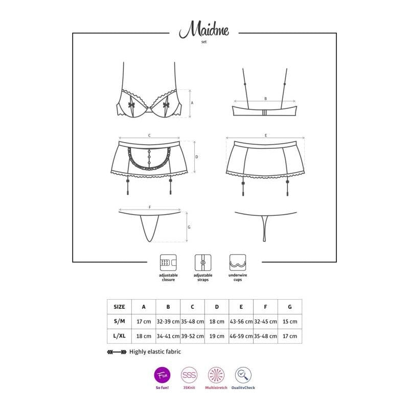 Maidme Set 5 Pc Large/Extra Large Black