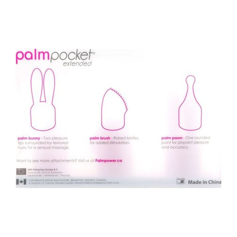 PalmPower Pocket Extended Silicone Massage Heads 3 Pc Set Pink