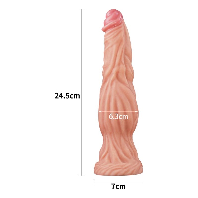 Nature Cock 9.5in Dual Layer Huge ALIEN Silicone Dildo Flesh