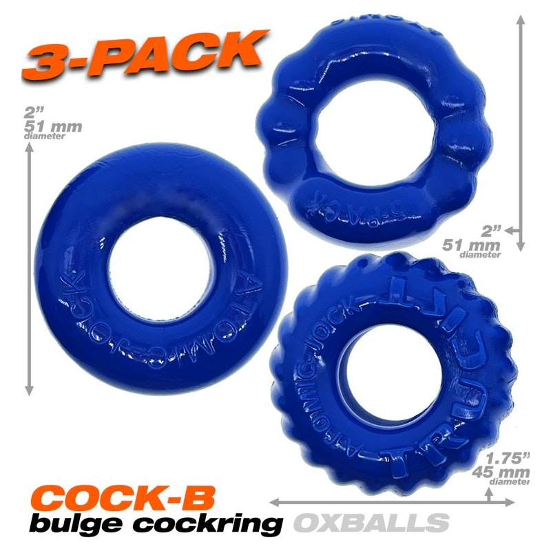 Bonemaker 3 Pc Cockring Set Pool Blue One Size Blue