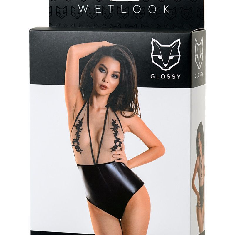 Glossy Wetlook Bodysuit Kiara Large Black