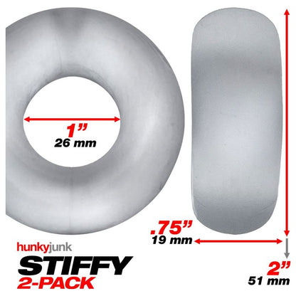 Stiffy 2 Pc Bulge Cockrings by HunkyJunk Ice Clear Ice One Size Clear