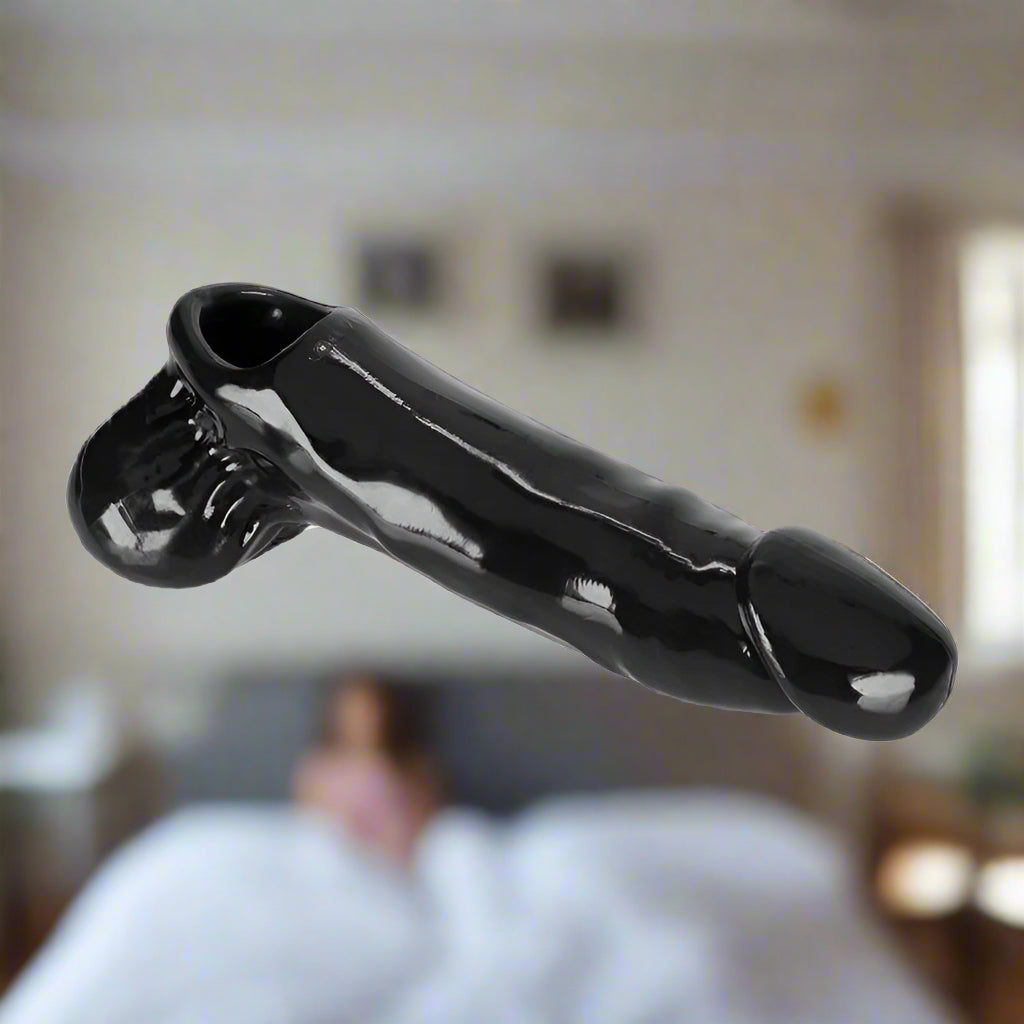 OxBalls Daddy Cocksheath Penis Extender with Balls Black
