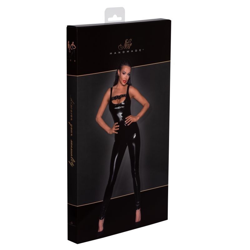 PVC Overall w 2 Way Zipper Medium Black