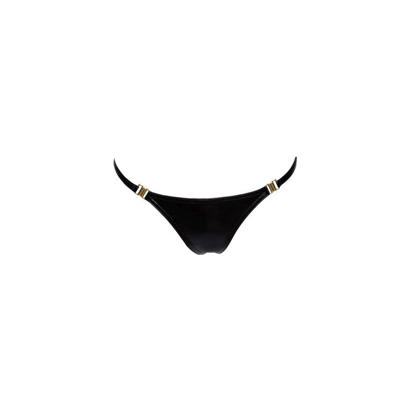 Power Wetlook Panty w Gold Clasp Large Black