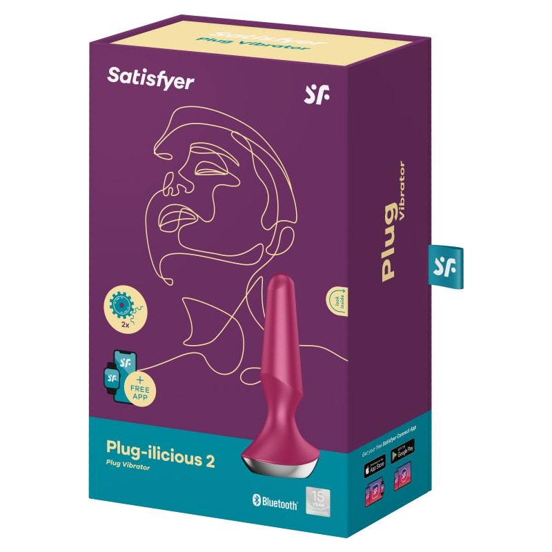 Satisfyer Butt Plug-ilicious 2 Vibrating Connect App Berry Red