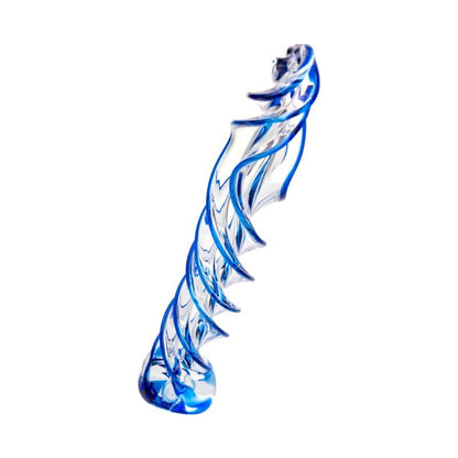 Sexus Glass Dildo Blue Helix 18.7cm Clear