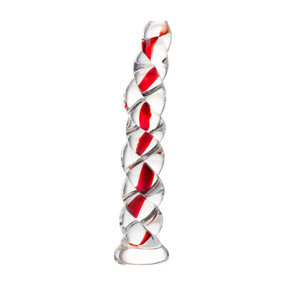 Sexus Glass Dildo Red Ribbed 18.2cm Red