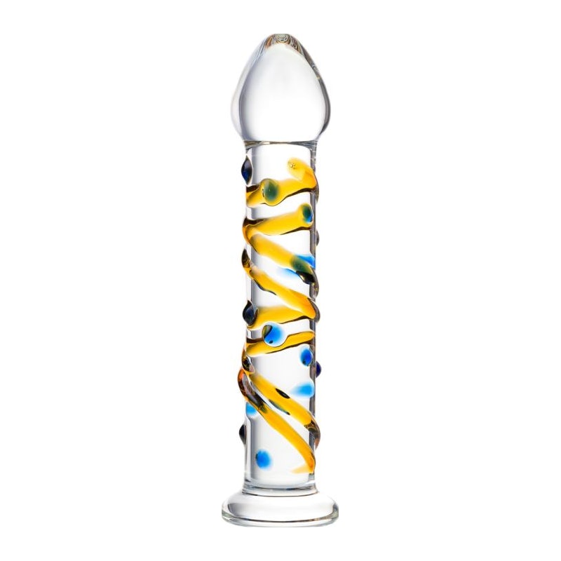 Sexus Glass Dildo Yellow 17.2cm Clear