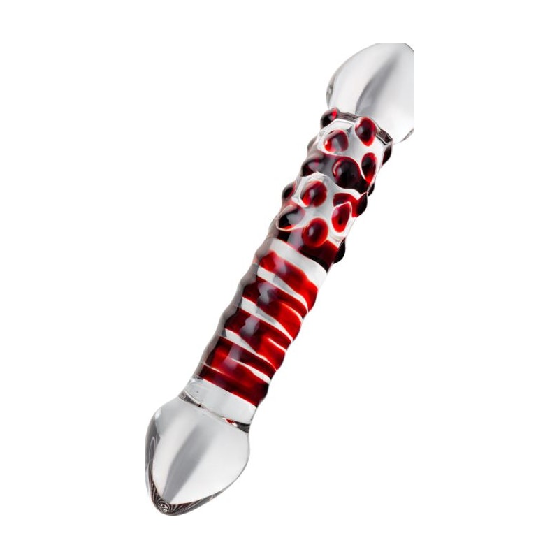 Sexus Glass Dildo Red Delight 19cm Clear