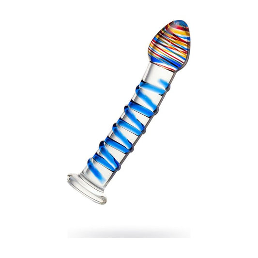 Sexus Glass Dildo Blue Swirls 18cm Blue