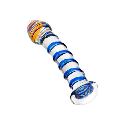 Sexus Glass Dildo Blue Swirls 18cm Blue