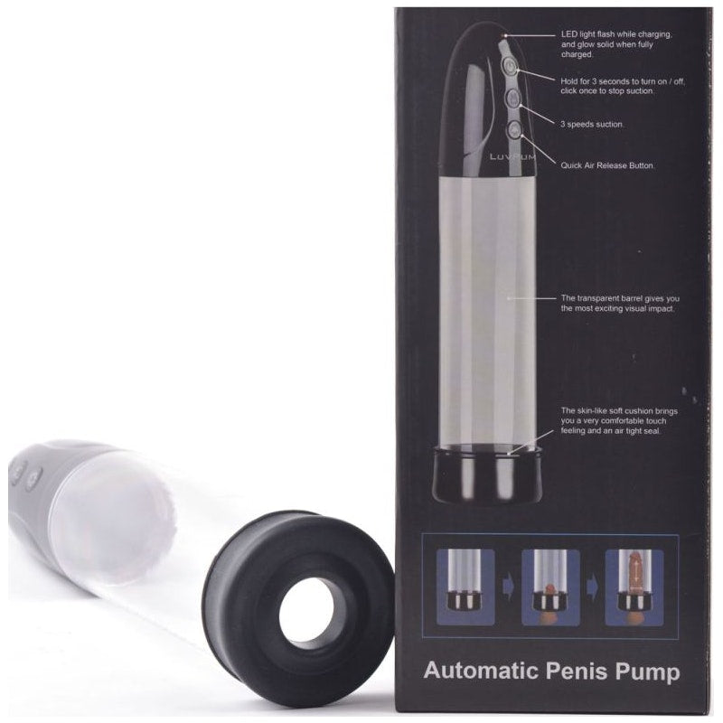 Premium Rechargeable Suction Penis Pump with Sleeve and Donut Black