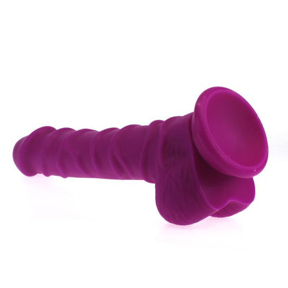 Realistic Dildo Ridged Shaft w Balls Pink