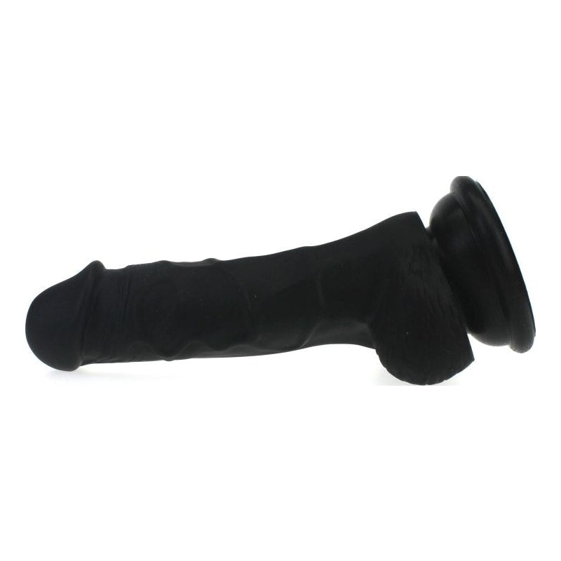 Realistic Dildo Veined Shaft w Balls Black Black