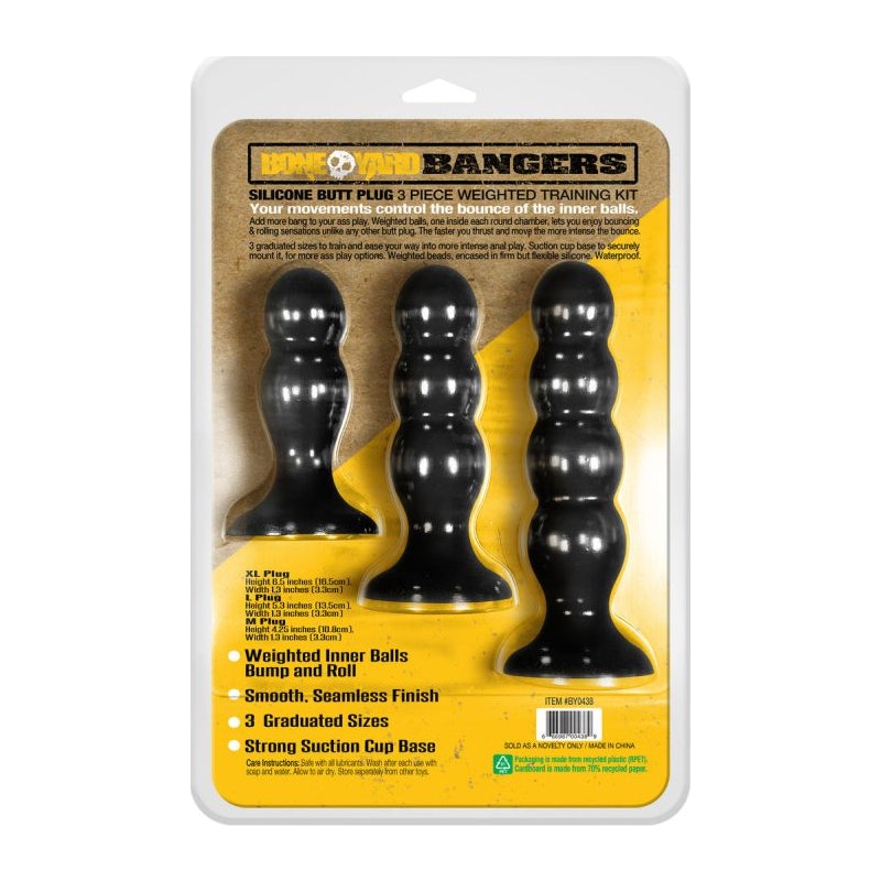 Bangers Butt Plug Silicone Bounce Training Kit 3 Piece Kit