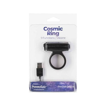 Power Bullet Cosmic Cock Ring w Bullet Black Black