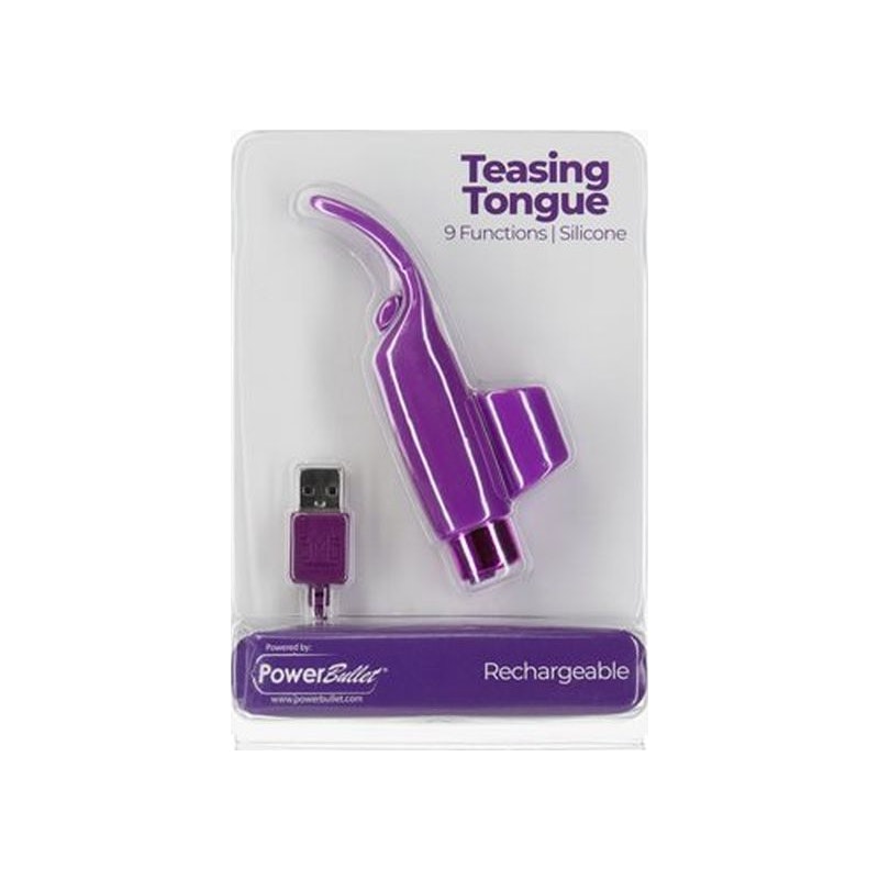 Power Bullet Teasing Tongue  w Rechargeable Bullet Purple Purple