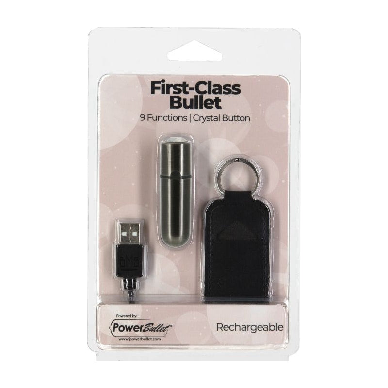 Power Bullet First Class 6cm Rechargeable w Crystal Gun Metal Gun Metal