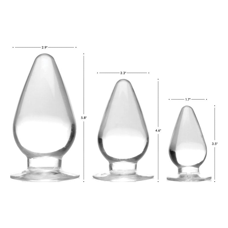 Triple Cones Butt Plugs 3 Piece Set Master Series Clear