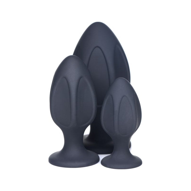 Triple Juicers Silicone Butt Plug 3 Piece Set Master Series Black