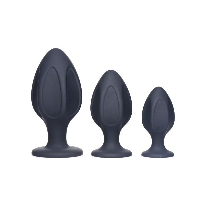 Triple Juicers Silicone Butt Plug 3 Piece Set Master Series Black