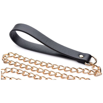 Leashed Lover Black and Gold Chain Leash