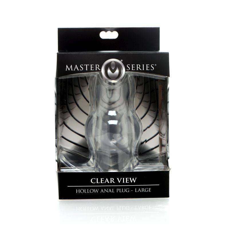 Master Series Clear View Large hollow anal plug in its retail pack