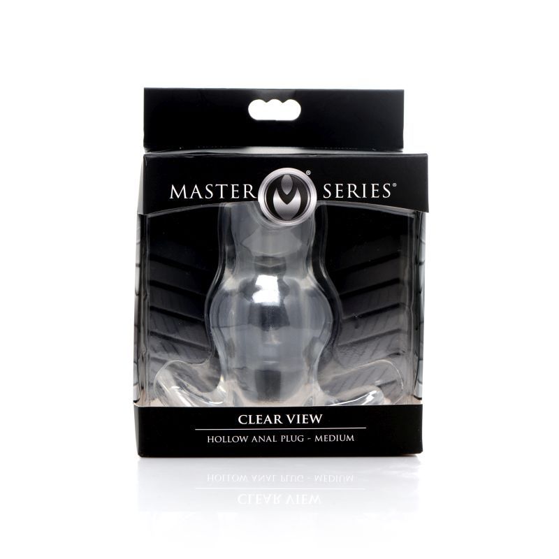 Master Series Clear View Medium hollow anal plug in its retail pack