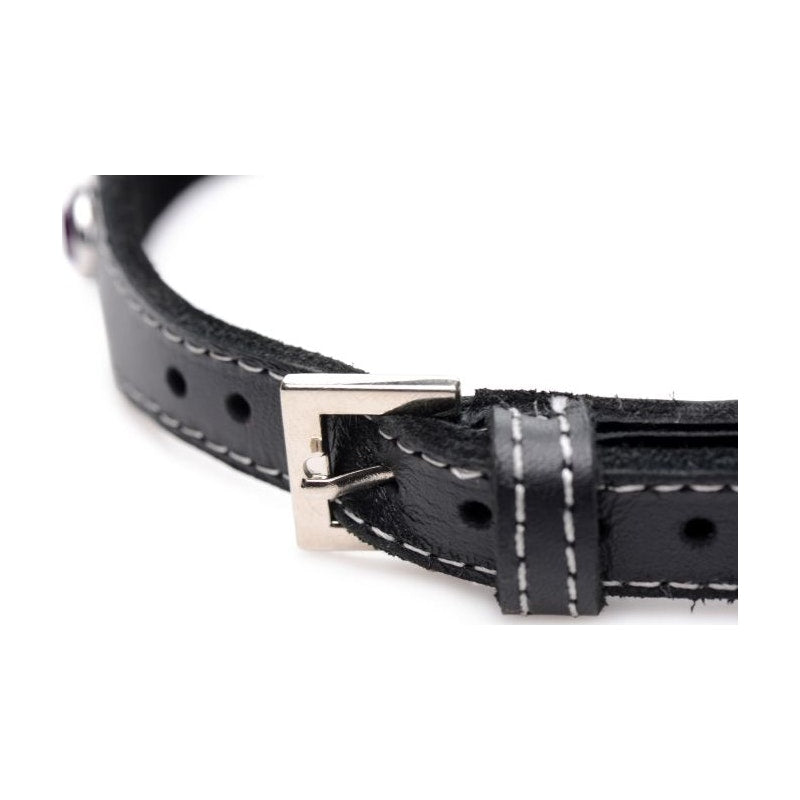 Bling Vixen Leather Choker w Clear Rhinestones Black