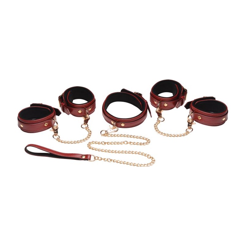 Bondage Restraints 6 Piece Set by Master Series in Burgundy