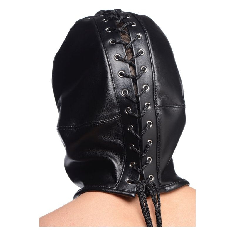 Zip Front Bondage Hood Black