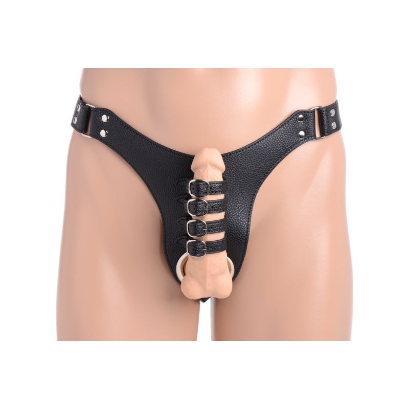 Male Chastity Harness with Butt Plug Black