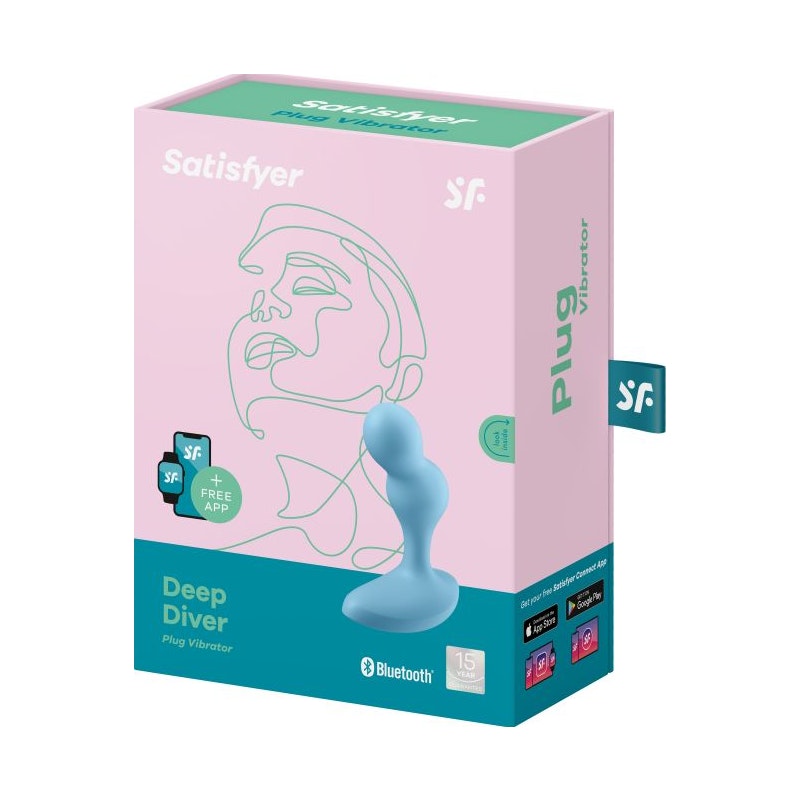 Satisfyer Deep Diver Butt Plug Vibrating Connect App Blue