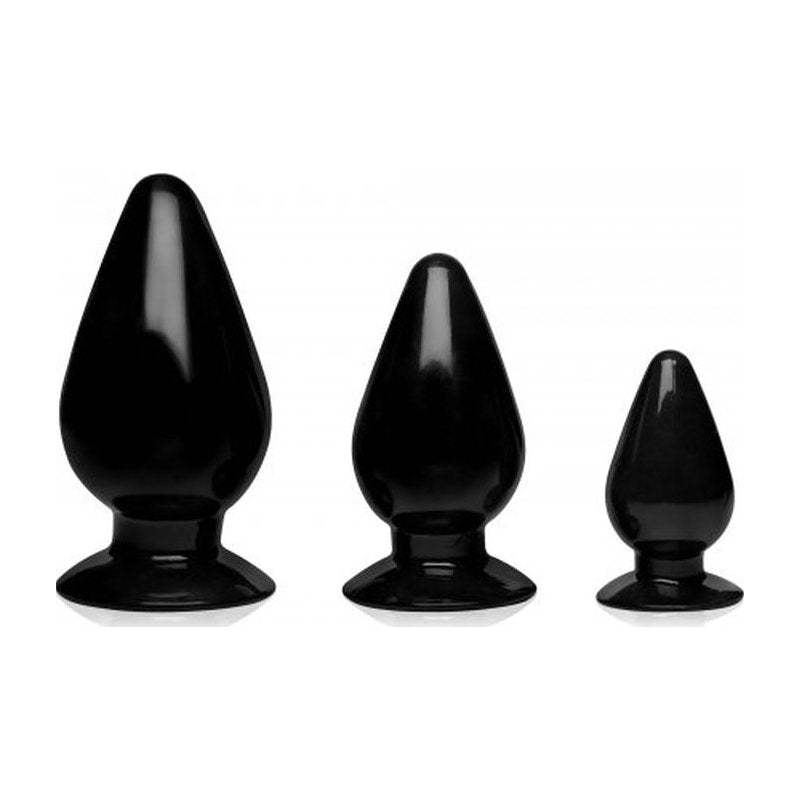 Triple Cones Butt Plugs 3 Piece Set Master Series Black