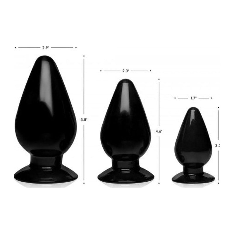 Triple Cones Butt Plugs 3 Piece Set Master Series Black