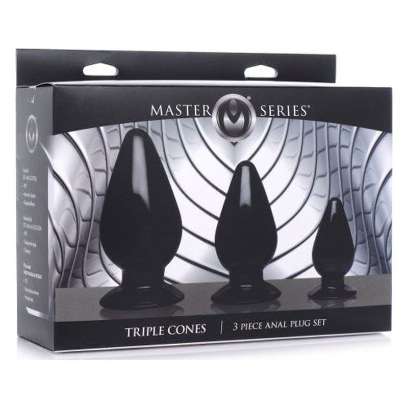 Triple Cones Butt Plugs 3 Piece Set Master Series Black