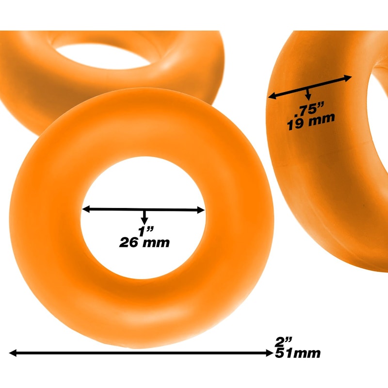 Fat Willy 3 Pc Jumbo Cockrings Orange One Size Orange