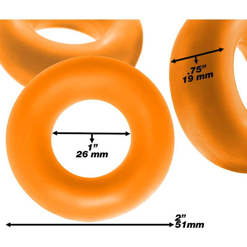 Fat Willy 3 Pc Jumbo Cockrings Orange One Size