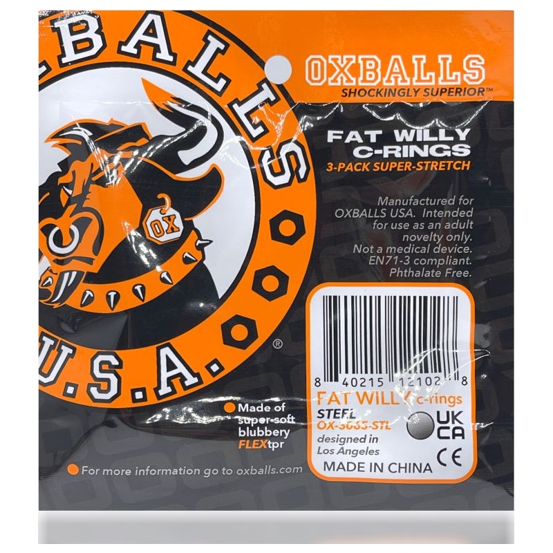 Fat Willy 3 Pc Jumbo Cockrings Orange One Size