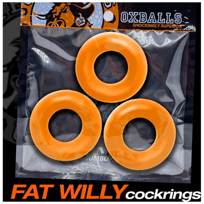 Fat Willy 3 Pc Jumbo Cockrings Orange One Size Orange