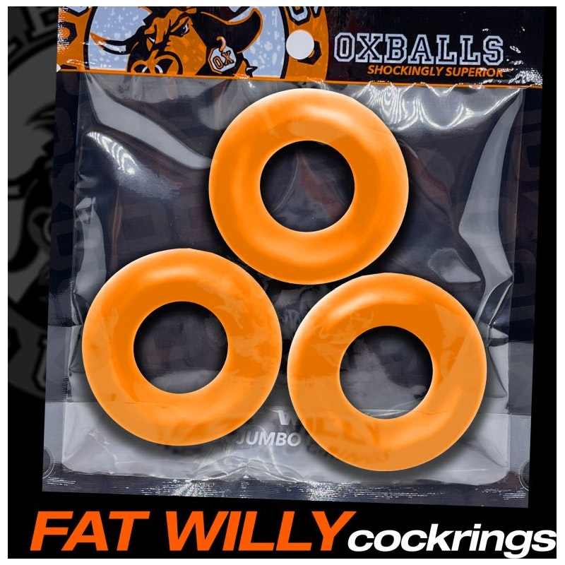 Fat Willy 3 Pc Jumbo Cockrings Orange One Size