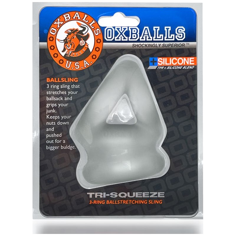 Tri Squeeze Cocksling Ballstretcher Clear Ice One Size Clear