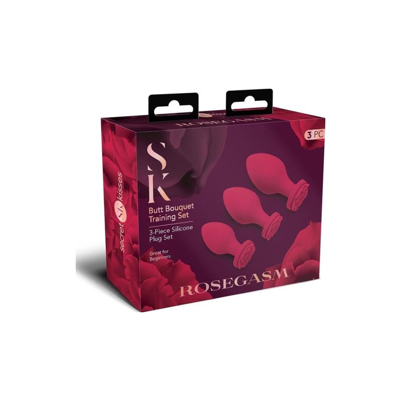 Secret Kisses Butt Plug Rosegasm Training Set Burgundy