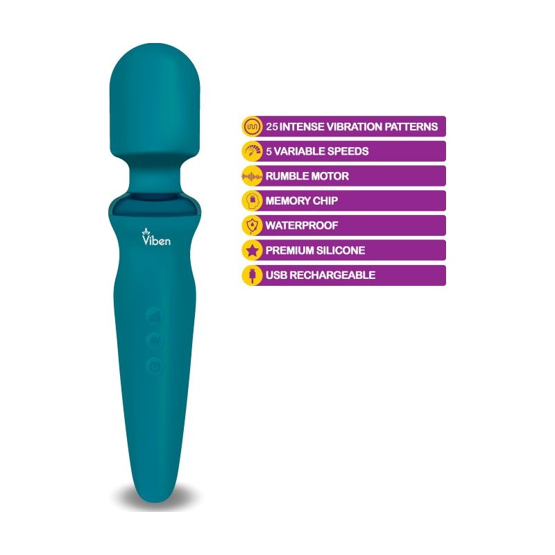 Viben Fierce Rechargeable Wand Massager Ocean Aqua